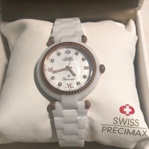 White and Gold trim Watch with Ceramic Band